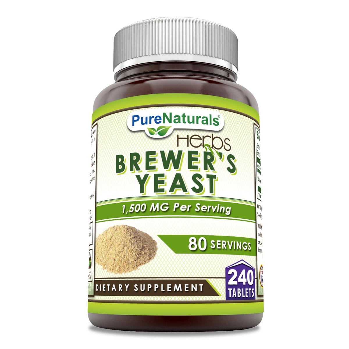 Flacon de levure de bière Pure Naturals 1500 Mg, vue de face