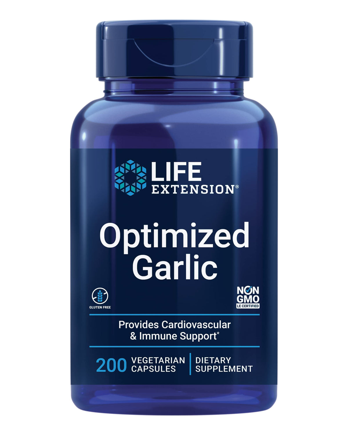 Flacon de Life Extension Ail Optimisé 200 capsules vue de face