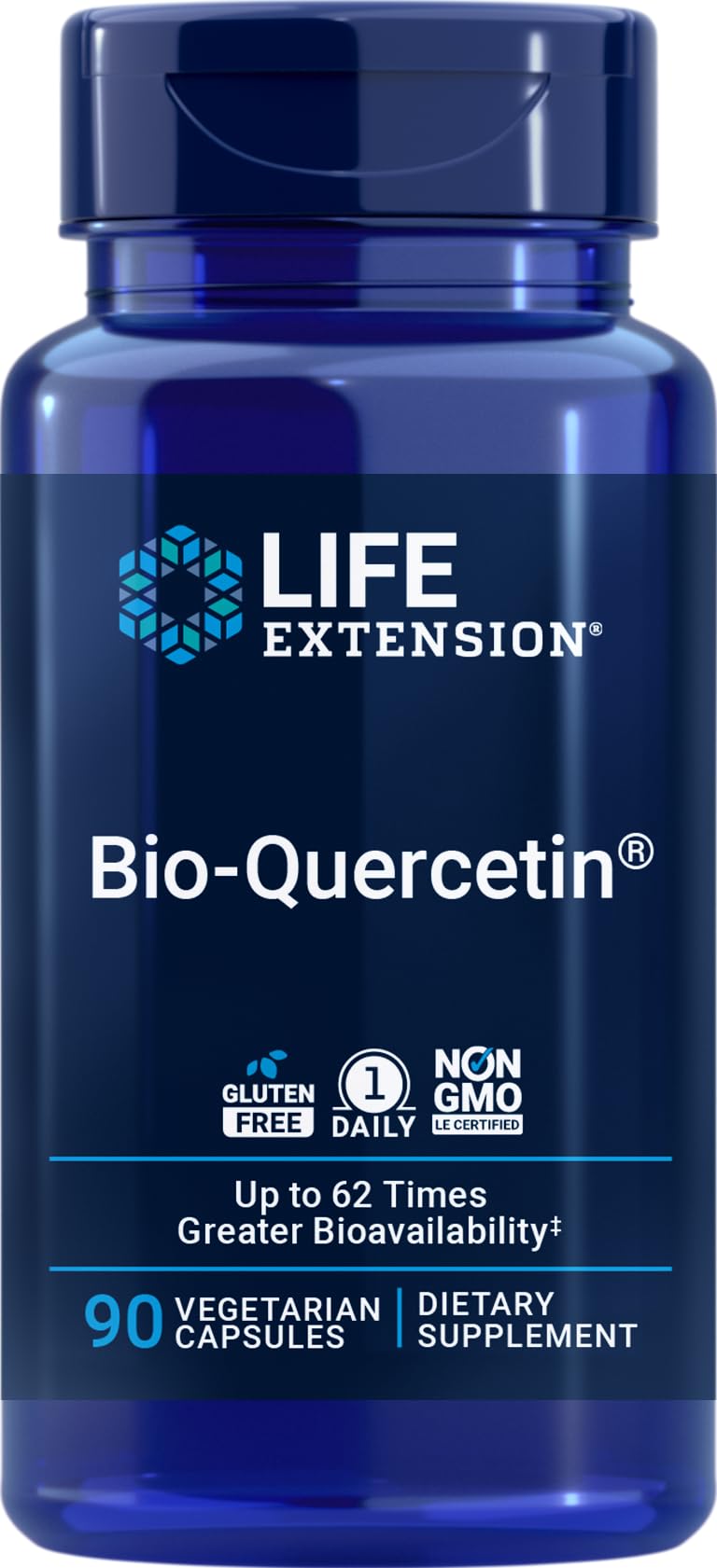 Flacon de Life Extension Bio-Quercetin 90 capsules végétariennes