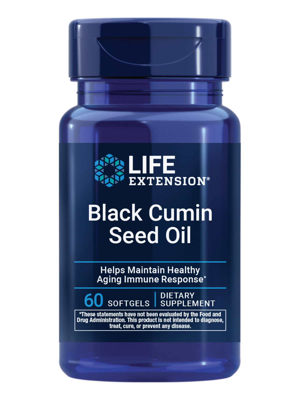 Flacon de Life Extension huile de graines de cumin noir 60 gélules