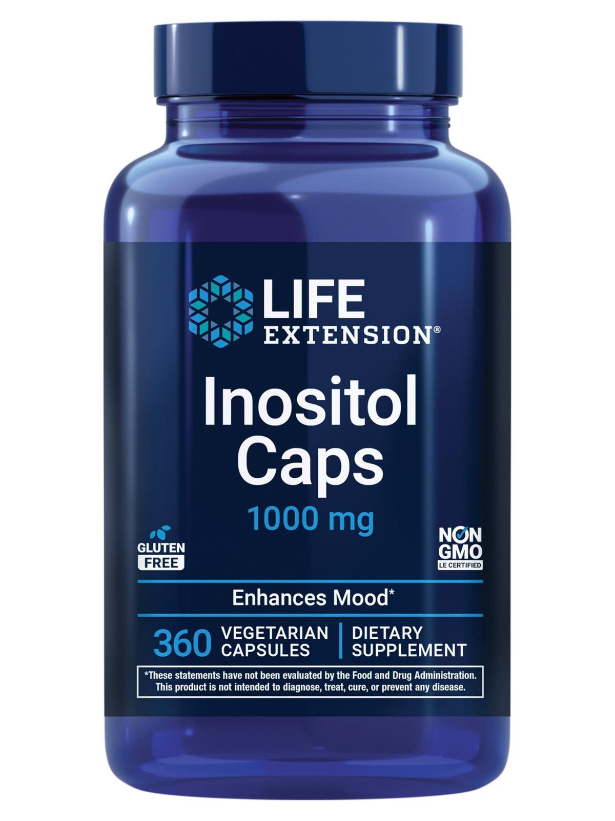 Flacon de Life Extension Inositol Caps 1000 mg avec 360 capsules