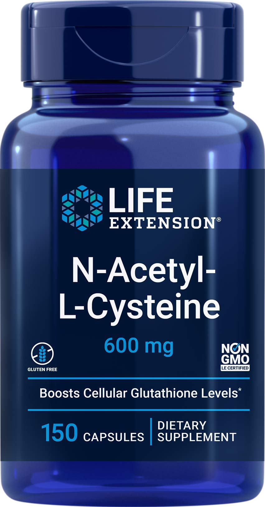 Flacon de Life Extension N-Acetyl-L-Cysteine 600mg, 150 capsules