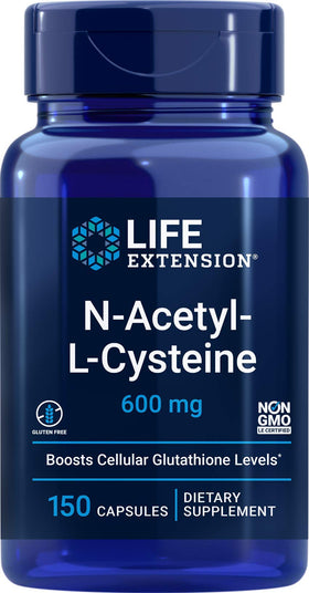 Flacon de Life Extension N-Acetyl-L-Cysteine 600mg, 150 capsules