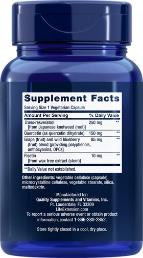 Flacon de Life Extension Optimized Resveratrol avec étiquette visible