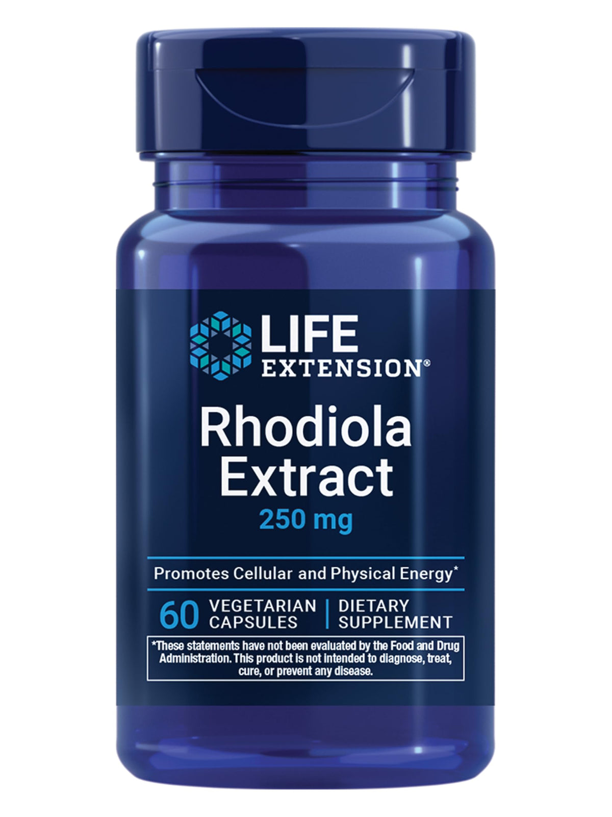 Flacon de Life Extension Rhodiola Extract 250 mg, 60 capsules
