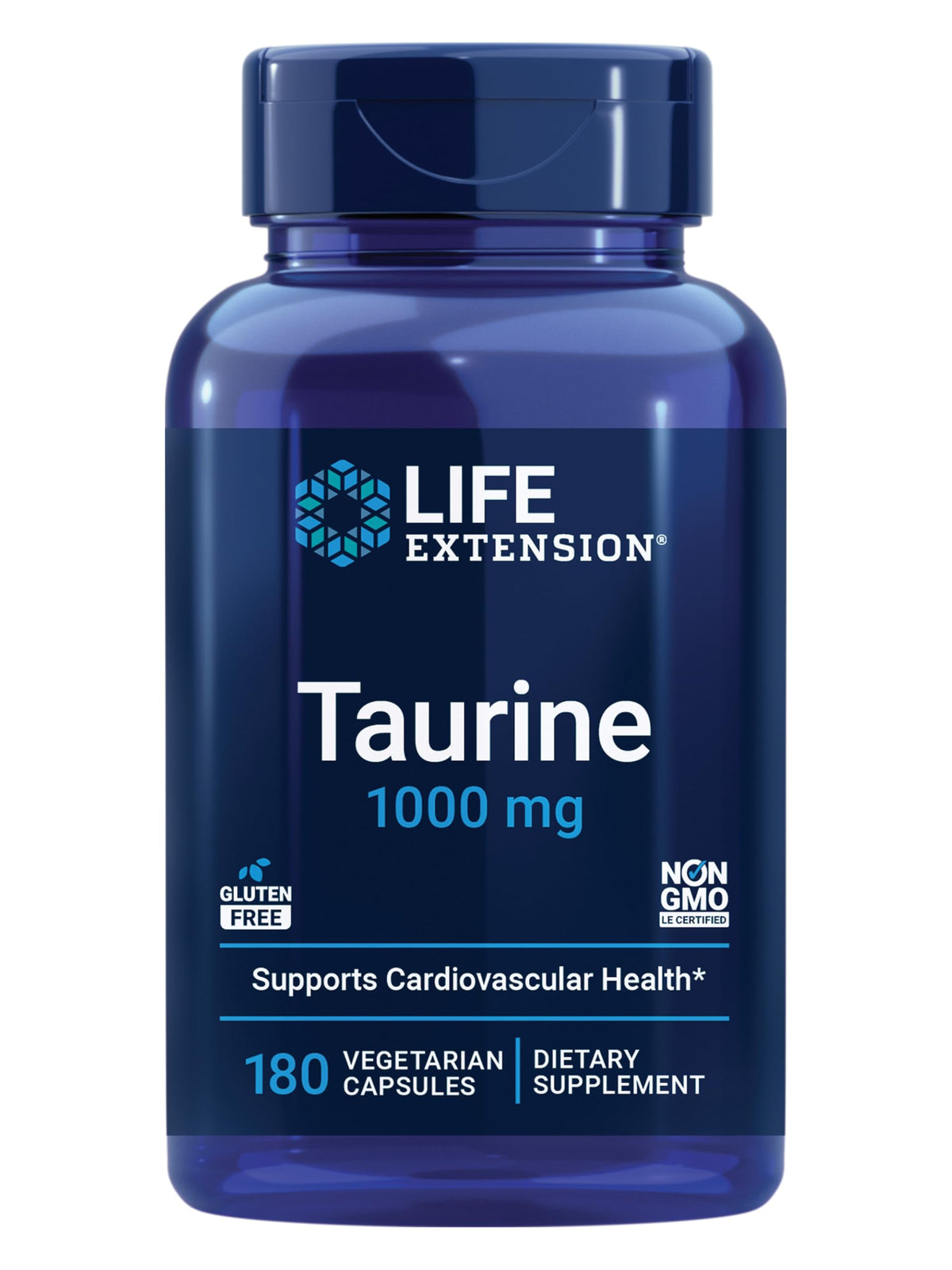 Flacon de Life Extension Taurine 1000 mg 180 capsules végétariennes