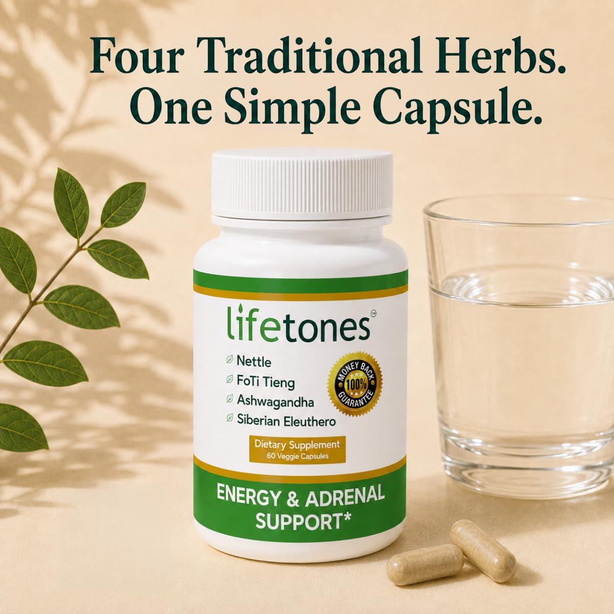 Flacon de Life Tones Énergie et Soutien Surrénalien avec capsules végétales