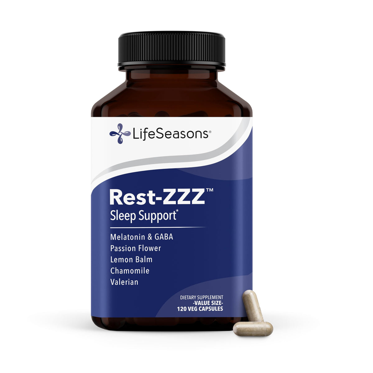 Flacon de LifeSeasons Rest-ZZZ 120 capsules vue de face