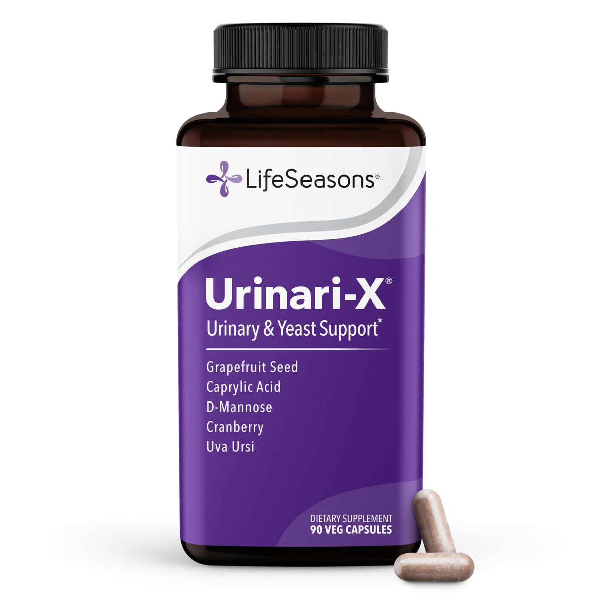 Flacon de LifeSeasons Urinari-X 90 capsules vue de face