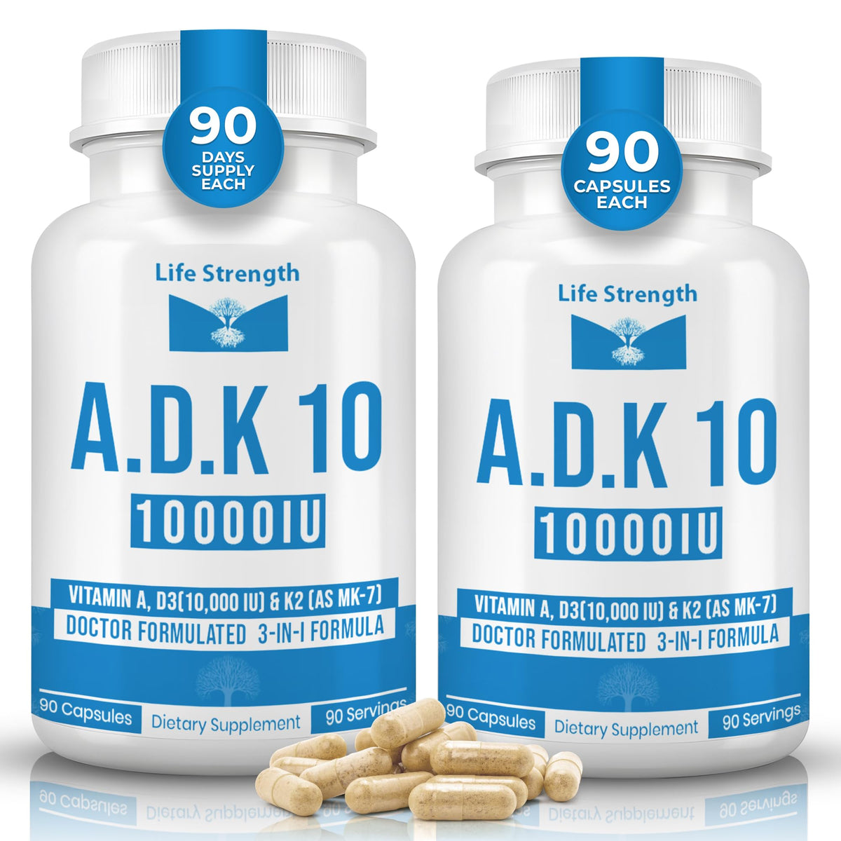 Flacon de LifeStrength ADK 10 Complément Alimentaire 180 Capsules