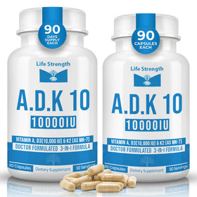 Flacon de LifeStrength ADK 10 Complément Alimentaire 180 Capsules