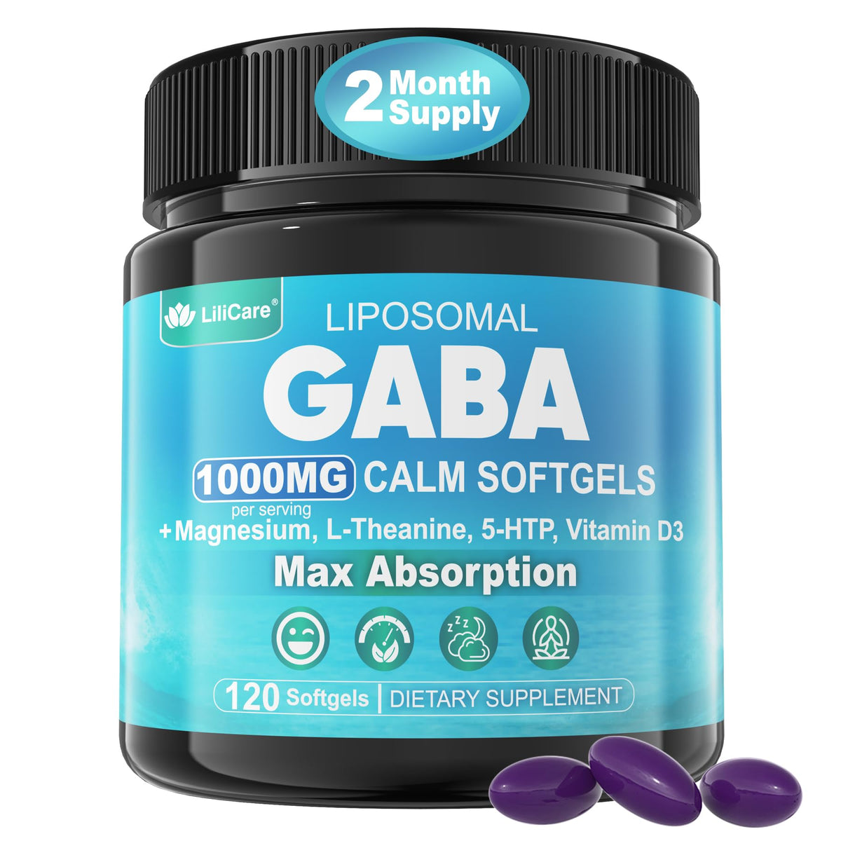 Flacon de LILICARE GABA 1000mg avec 120 capsules