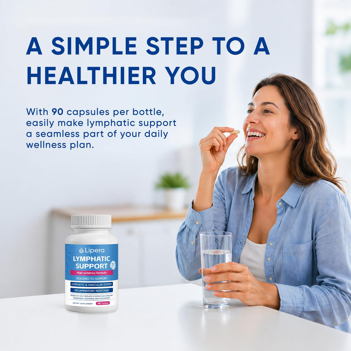Flacon de LIPERA LYMPHATIC avec capsules à côté