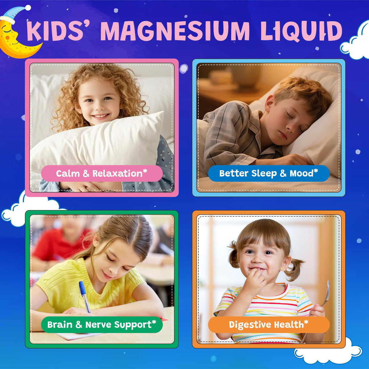 Flacon de liquide de magnésium glycinate avec gouttes de fraise