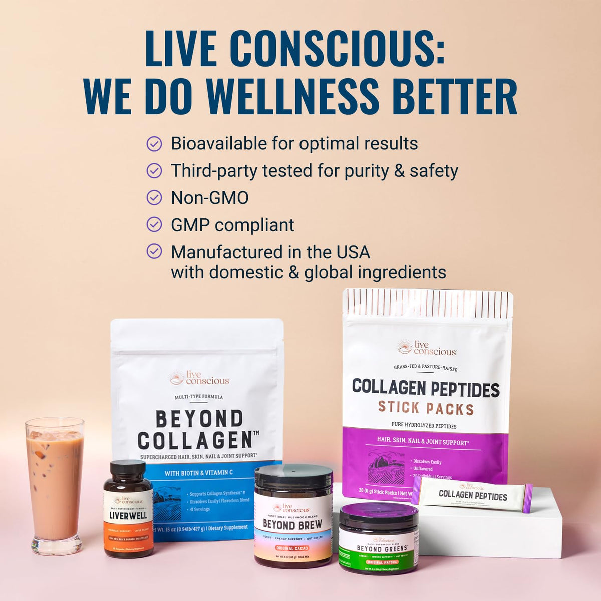 Flacon de Live Conscious au chardon-marie sur un fond naturel