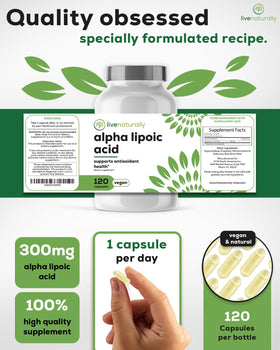 Flacon de livenaturally acide alpha-lipoïque sur une table
