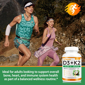 Flacon de lofuanna Vitamine D3 K2 avec des ingrédients clés