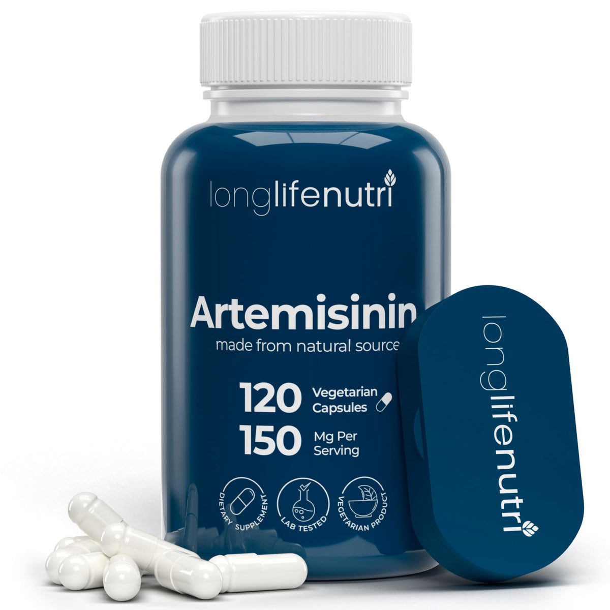 Flacon de LongLifeNutri Artemisinin 150mg avec 120 capsules végétariennes