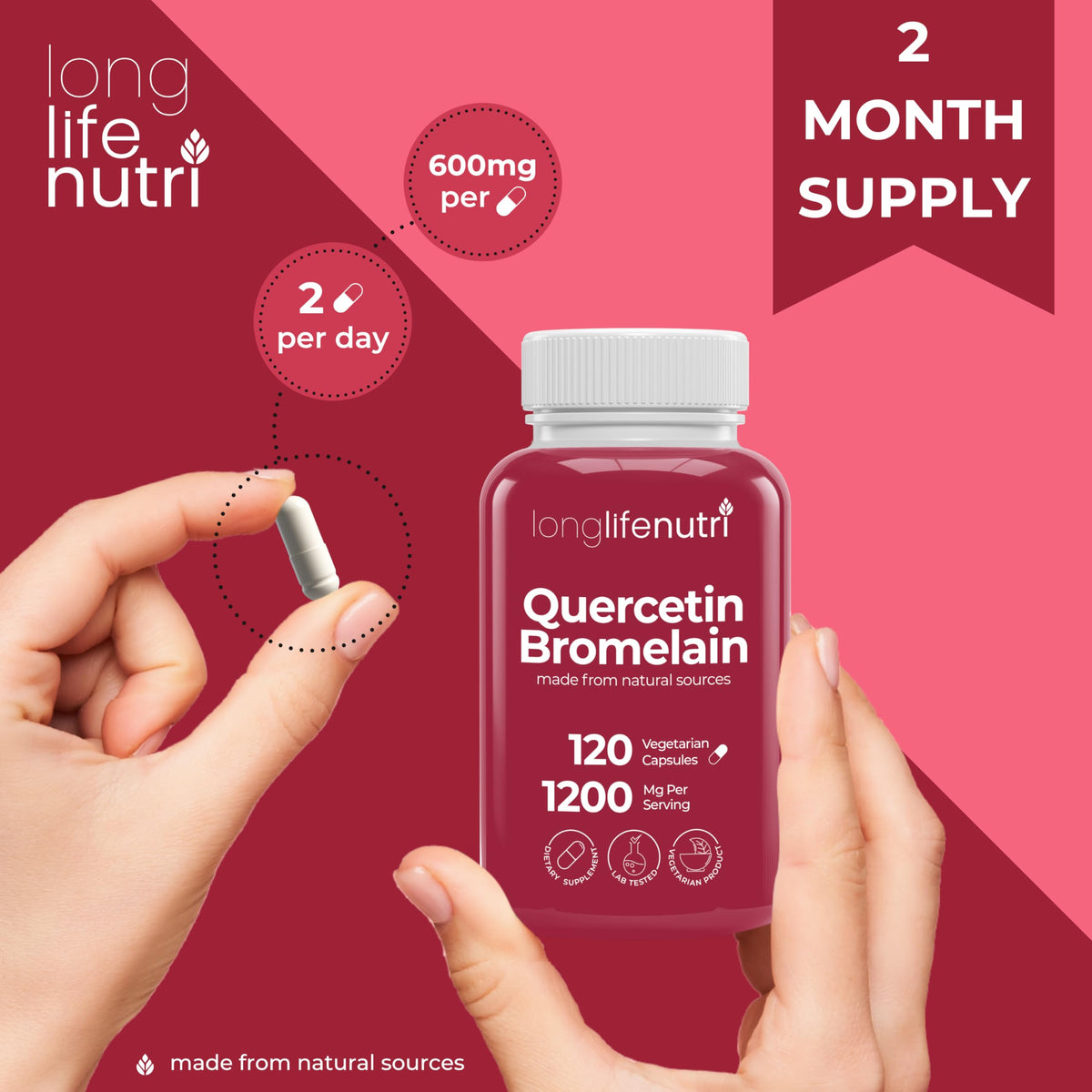 Flacon de LongLifeNutri Quercetine avec label GMP certifié