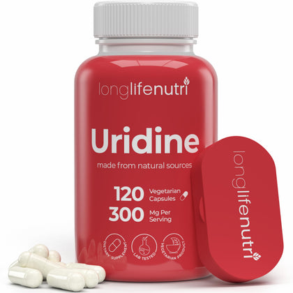 Flacon de LongLifeNutri Uridine Monophosphate 300 mg avec 120 capsules végétariennes