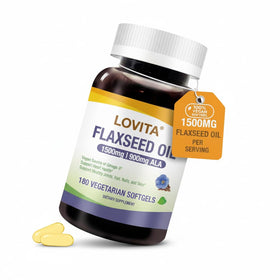Flacon de LOVITA Huile de Lin Végétale 1500mg avec 180 gélules