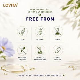 Flacon de LOVITA Huile de Lin Végétale sur fond blanc