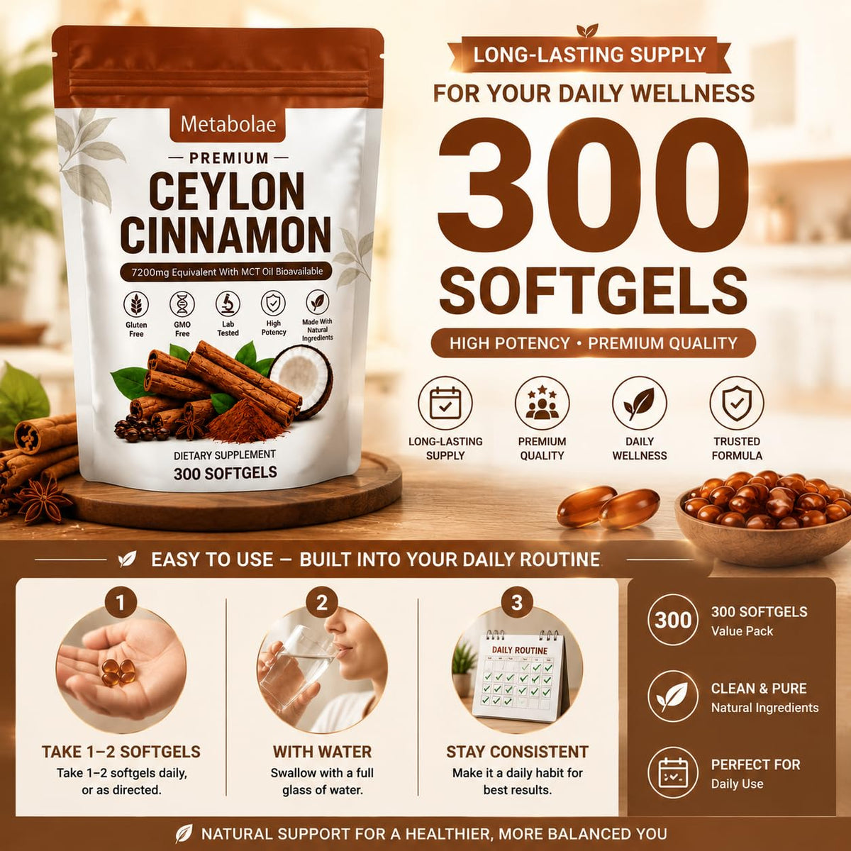 Flacon de Lumine Organics Ceylon Cinnamon avec étiquette claire