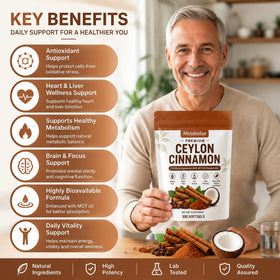 Flacon de Lumine Organics Ceylon Cinnamon avec gélules visibles