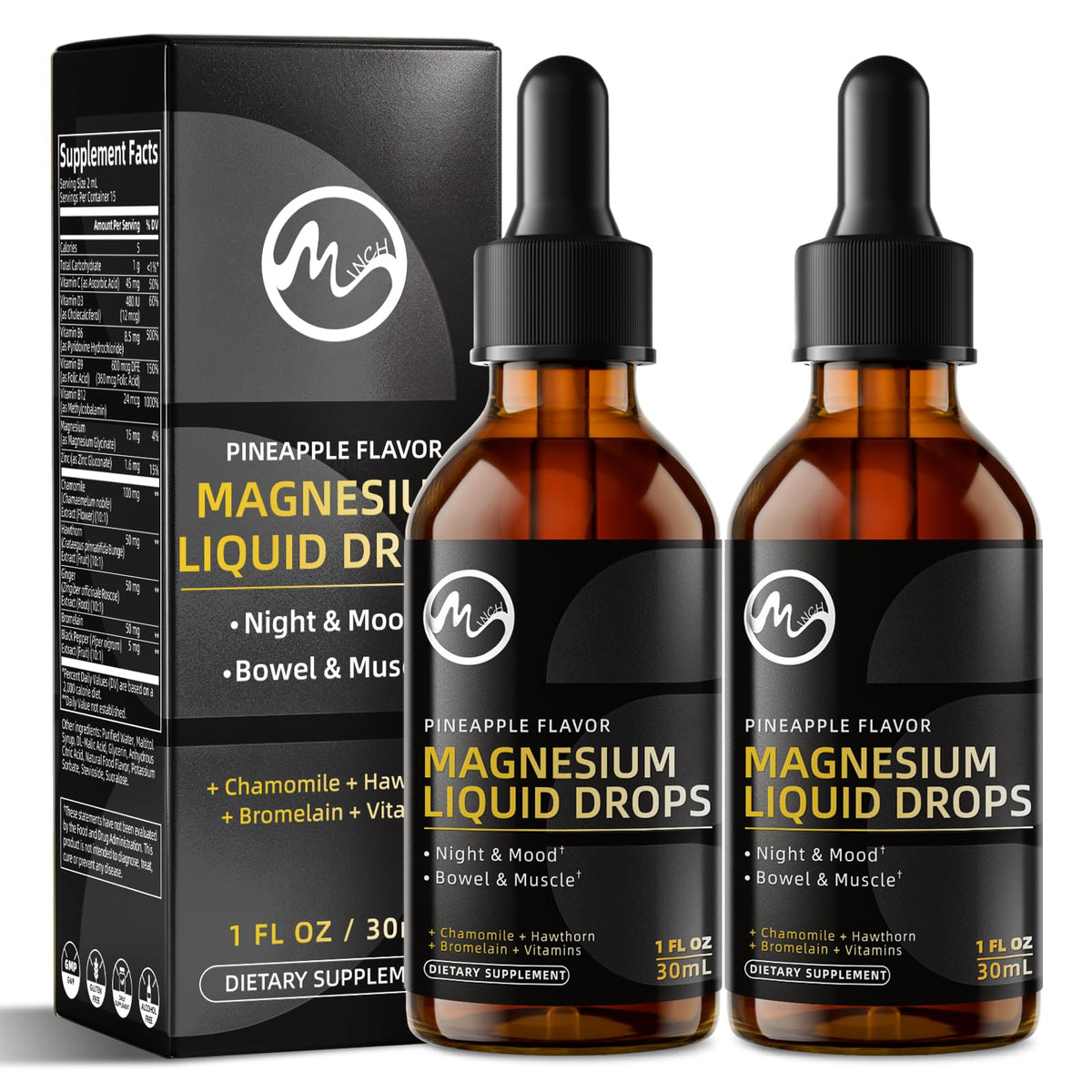 Flacon de M inch Magnésium Glycinate Liquide 30 mL vue de face