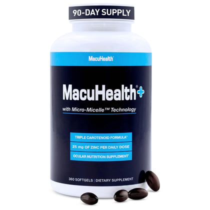 Flacon de Macuhealth Complément Alimentaire Oculaire avant avec étiquette