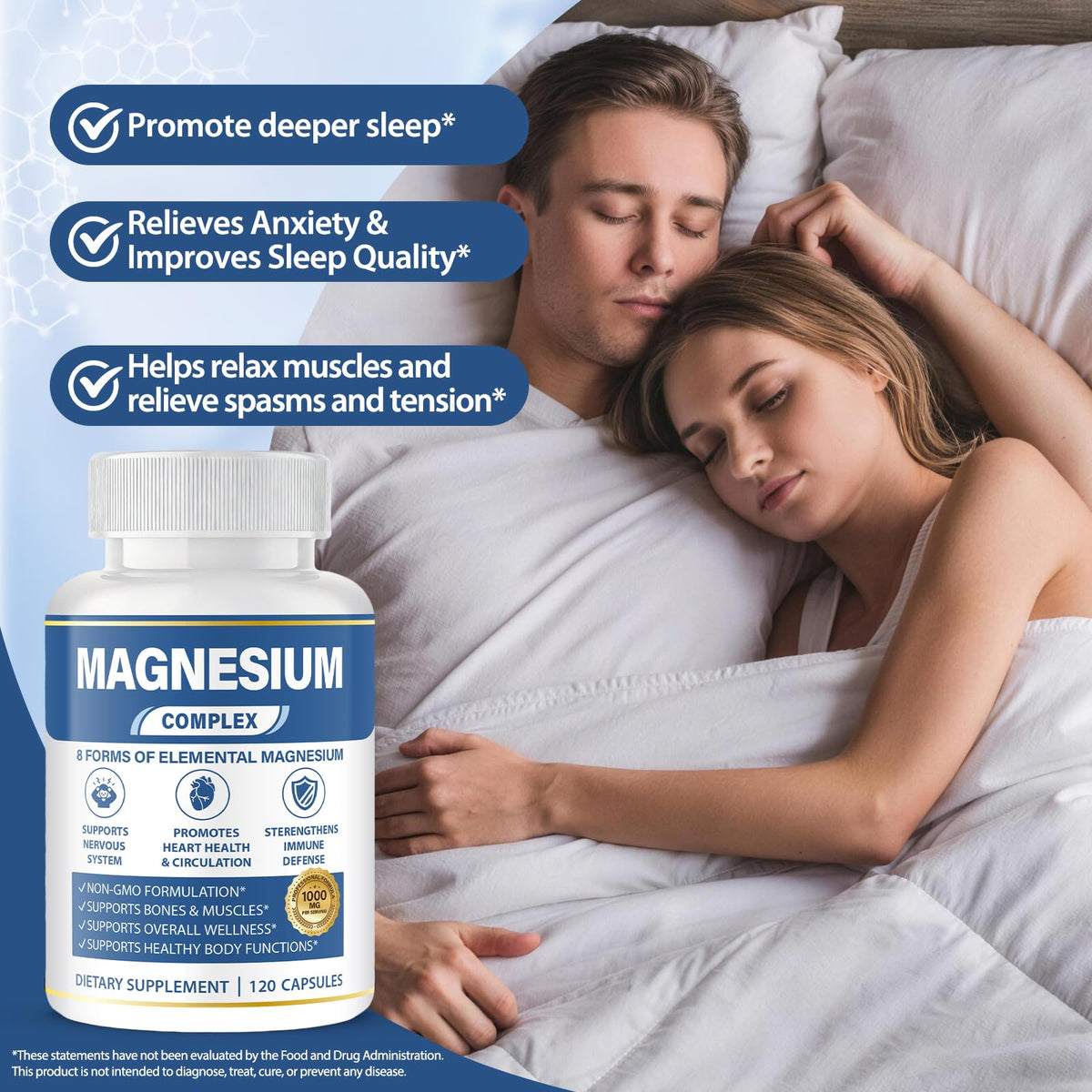 Flacon de magnésium 1000mg avec étiquette visible