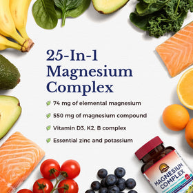 Flacon de Magnésium 120 capsules Vitalitown, étiquette détaillée