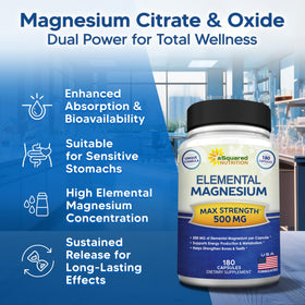 Flacon de magnésium 500mg aSquared Nutrition avec capsules sur fond blanc