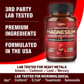 Flacon de magnésium agobi avec capsules sur une table