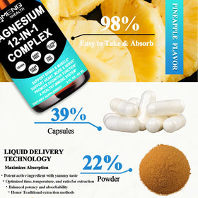 Flacon de magnésium AMENQ hHEALTH sur fond naturel
