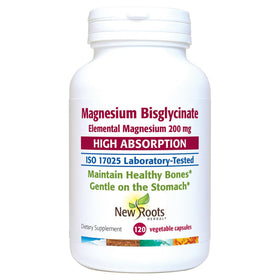 Flacon de Magnésium Bisglycinate NEW ROOTS HERBAL 200mg 120 capsules