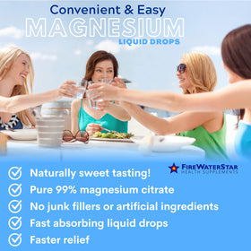 Flacon de magnésium citrat liquide FIREWATERSTAR avec une boisson