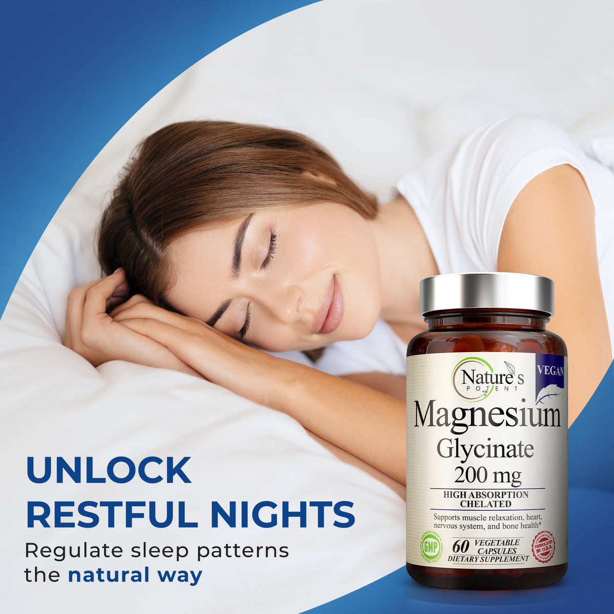 Flacon de Magnésium Glycinate 200mg avec capsules à côté