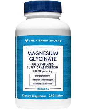 Flacon de magnésium glycinate 400 MG de The Vitamin Shoppe, 270 comprimés