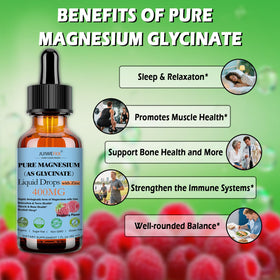 Flacon de magnésium glycinate 400mg avec gouttes de liquide