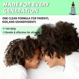 Flacon de magnésium glycinate 400mg liquide avec fruits en arrière-plan