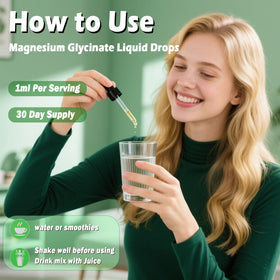 Flacon de magnésium glycinate 400mg liquide sur une surface en bois