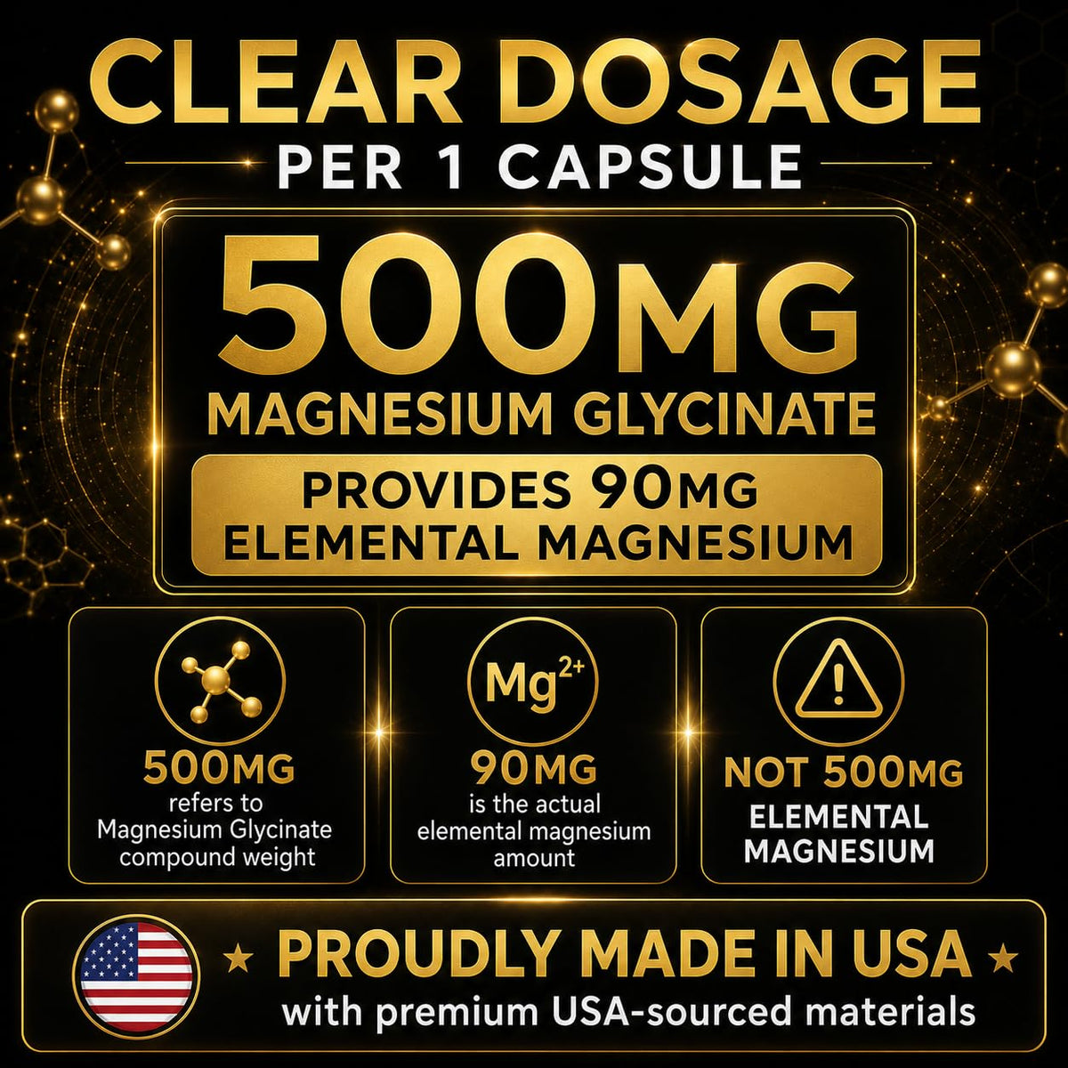 Flacon de magnésium glycinate 500MG d'I LOVE HEALTH avec dosage visible