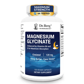 Flacon de magnésium glycinate Dr. Berg 150 capsules vue de face