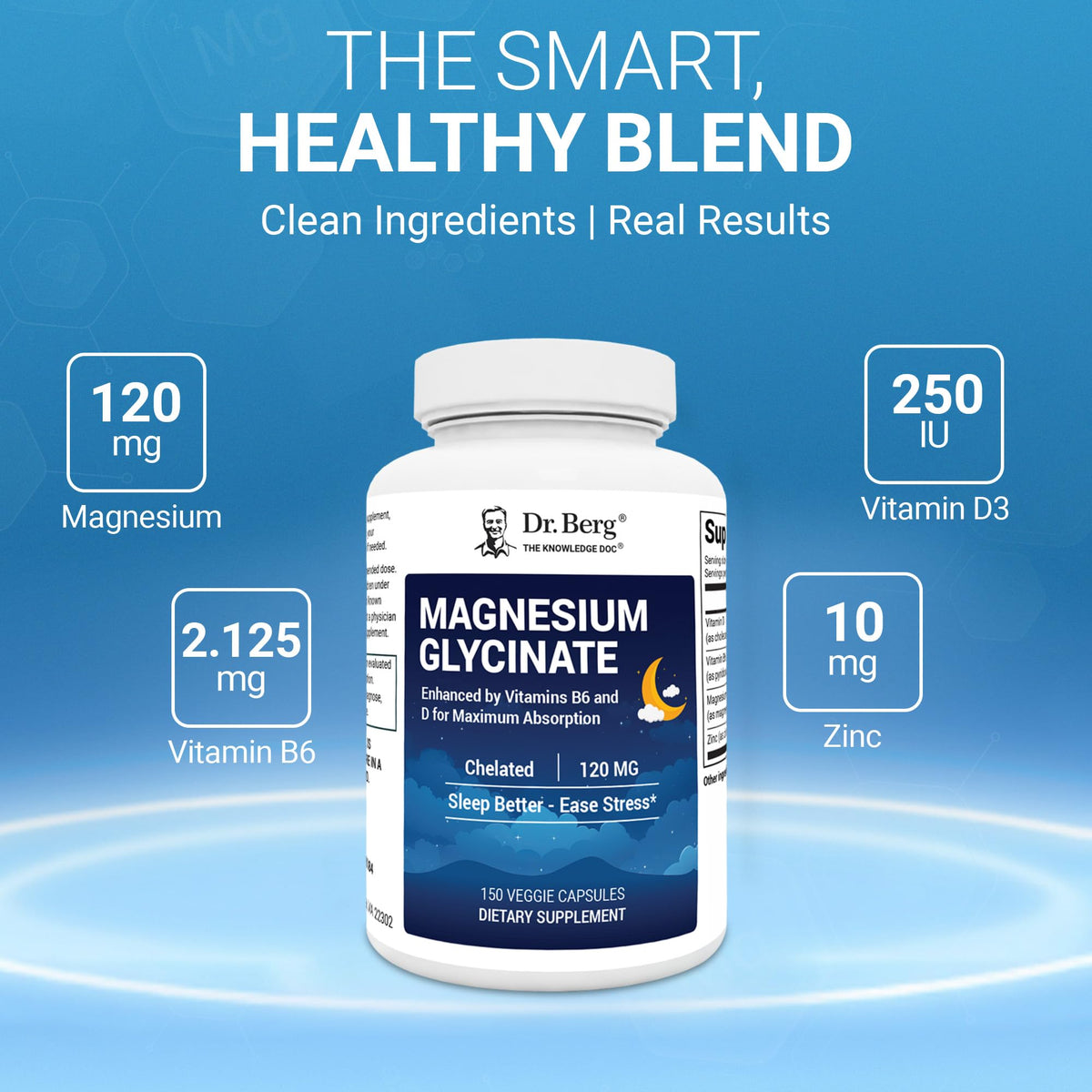 Flacon de magnésium glycinate Dr. Berg avec capsules visibles