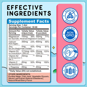 Flacon de magnésium glycinate liquide ReviNutra avec des fruits rouges