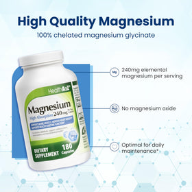 Flacon de Magnésium Glycinate sur fond blanc