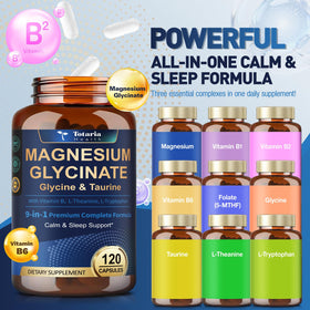 Flacon de magnésium glycinate Totaria avec capsules visibles