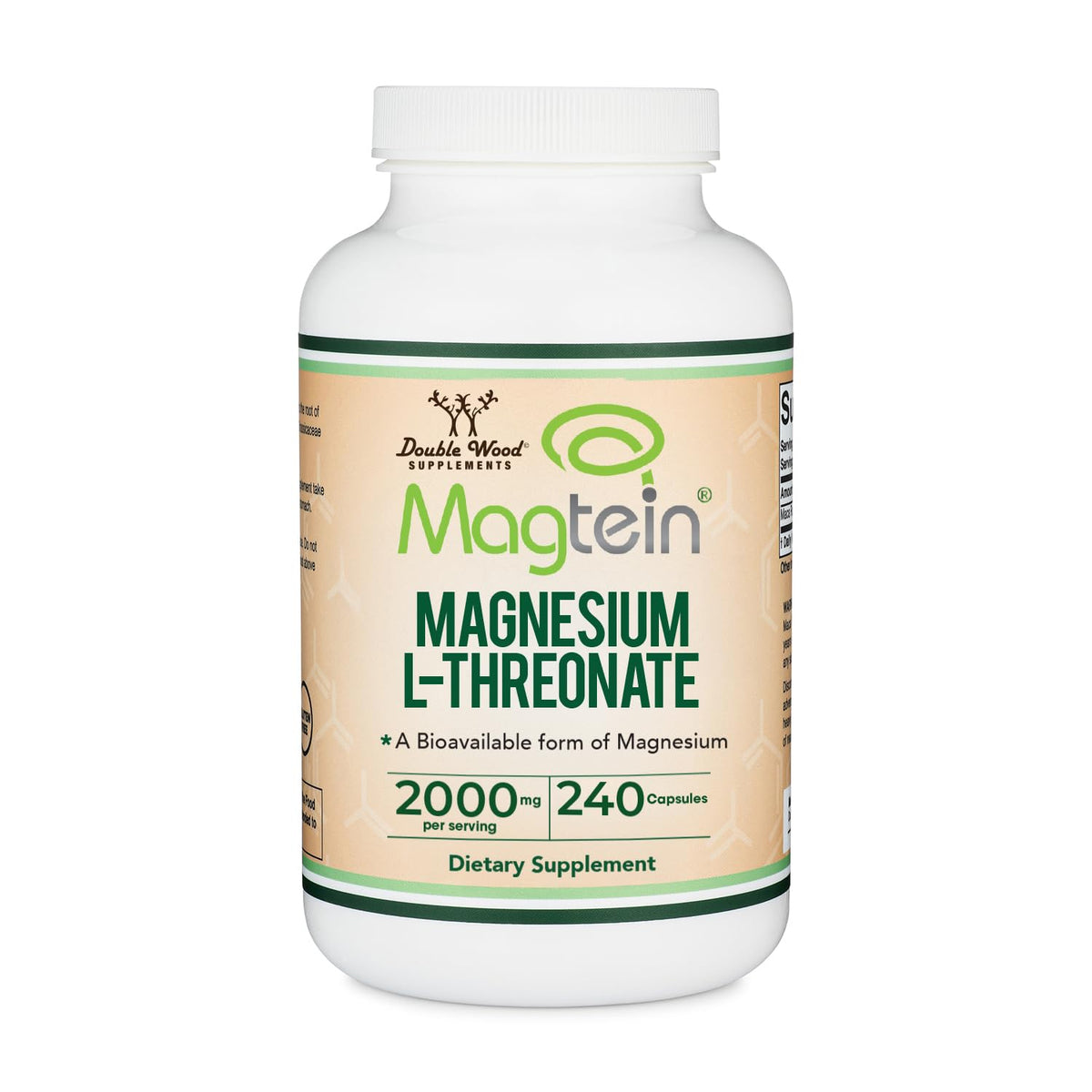 Flacon de Magnésium L-Thréonate Double Wood 240 capsules avant