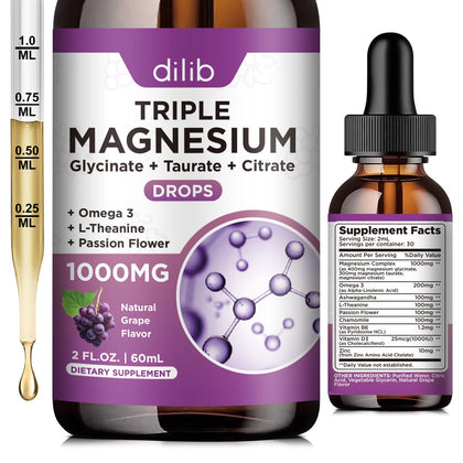 Flacon de magnésium liquide dilib 1000mg vue de face